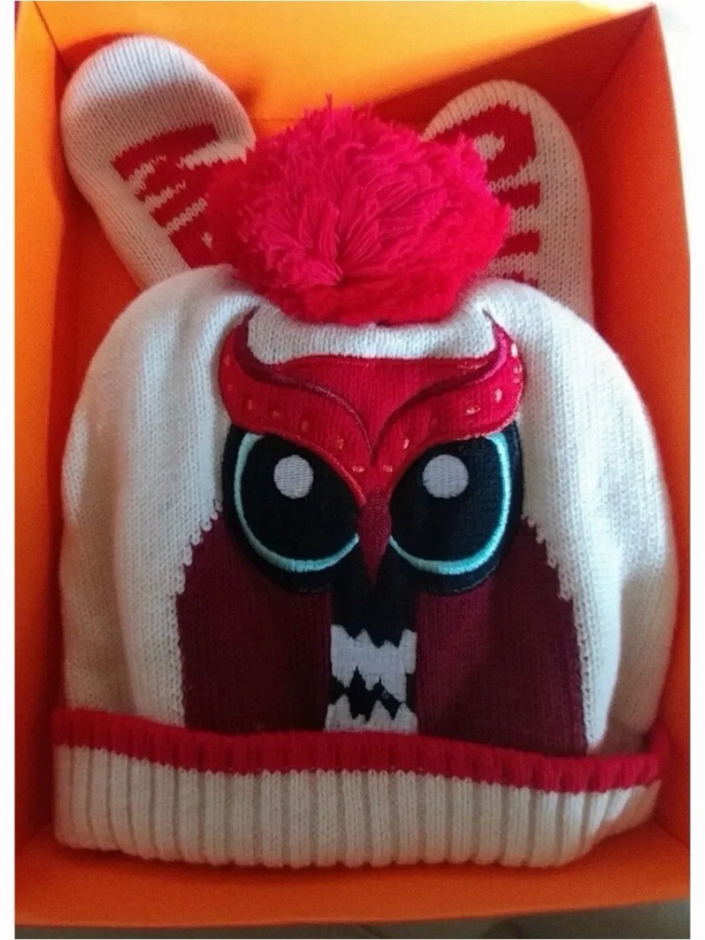 kate spade new york Girls Owl Hat & Mitten Set Wool Knit Lined XXS 2/3
